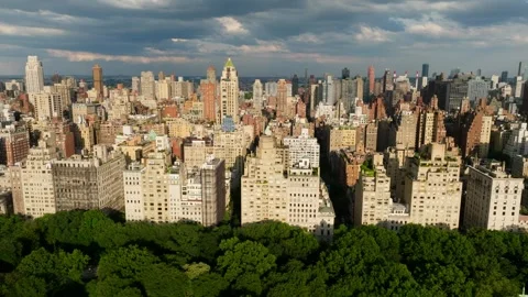 Aerial View of of Upper East Side New York City NYC Skyline from Central Park Stockbeeldmateriaal 240308044