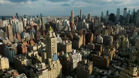 Aerial View of of Upper East Side New York City NYC Skyline from Central Park Stockbeeldmateriaal 240308045