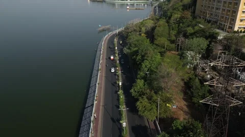 Aerial View of Upper Lake and VIP Road Bhopal 動画素材 342472154