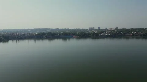 Aerial View of Upper Lake and VIP Road Bhopal Stock Footage 342472199