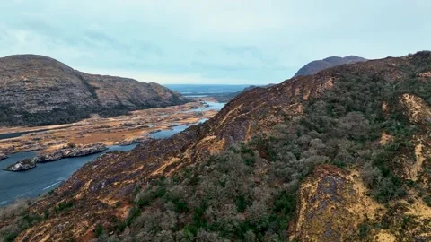 Aerial view of Upper Lake Killarney, Ireland. Stock Footage 313124338