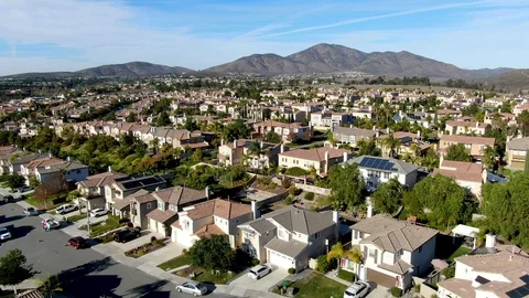 Aerial view of upper middle class neighborhood with identical residential Video stock 121718807
