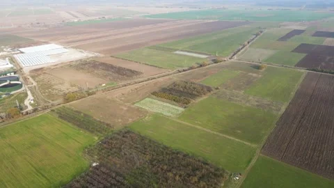 Aerial view of Upper Thracian Plain  near village of Tsalapitsa, Bulgaria Video stock 148378317