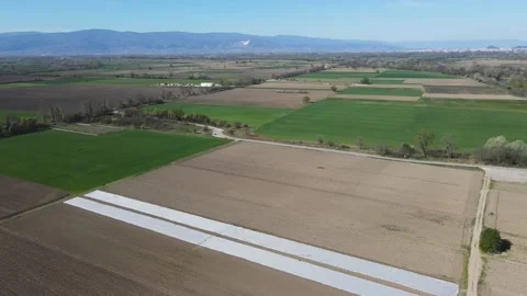 Aerial view of Upper Thracian Plain near city of Plovdiv, Bulgaria Stock Footage 177927829
