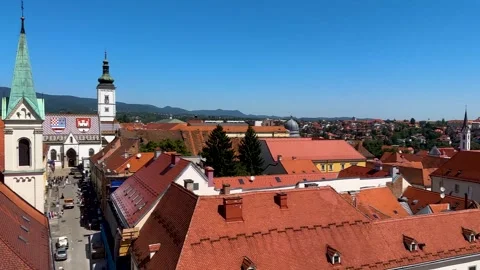 Aerial view of Upper Town and Lower Town in Zagreb Stock Footage 316064246