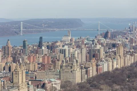Aerial view of Upper West Side and George Washington Bridge Stock Photos
