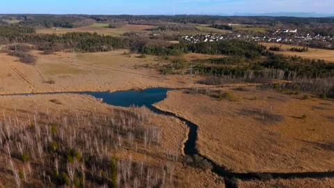 Aerial view of Upper Wurm River between Starnberg and Leutstetten, Bavaria Stock Footage 316631591