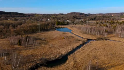 Aerial view of Upper Wurm River between Starnberg and Leutstetten, Bavaria Video stock 316643903