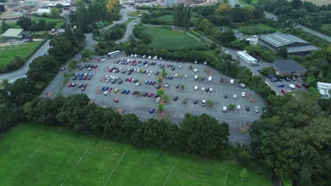 Aerial view of Upton Park &amp; Ride, Chester Zoo, Chester, Cheshire, UK. Stock Footage 293098874