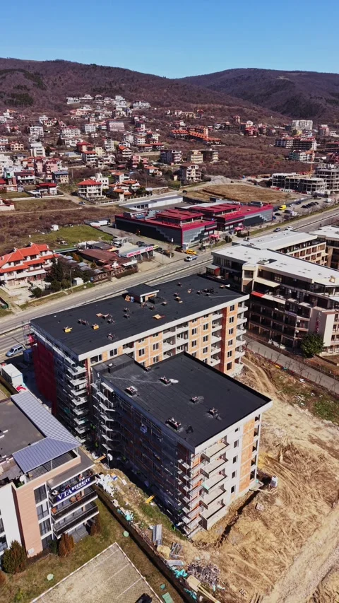 Aerial view of urban development and apartment complexes Stock Footage 338187766