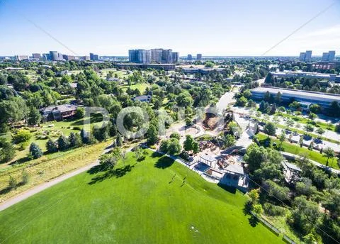 Aerial view of urban park Stock Photos