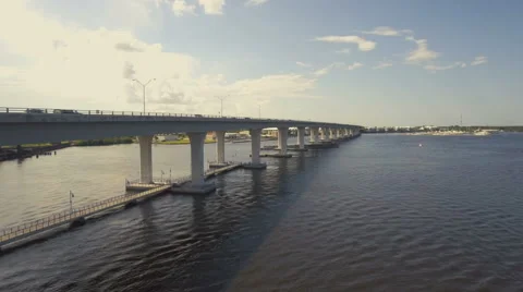 Aerial View of US 1 over St Lucie River Stock Footage 67558016