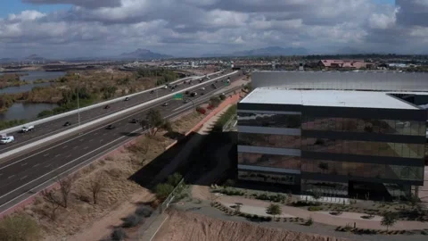 Aerial view of US-202 freeway, showing cars and trucks on road traffic on Stock-Footage 271629296