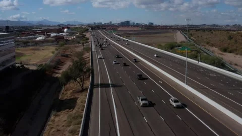 Aerial view of US-202 freeway, showing cars and trucks on road traffic on Stock-Footage 271629341