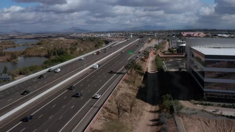 Aerial view of US-202 freeway, showing cars and trucks on road traffic on Stock-Footage 272724857