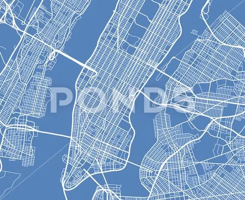 Aerial view USA New York city vector street map Stock Illustration