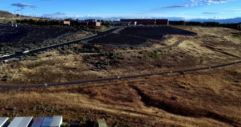 Aerial view of Utah Data Center and solar field, United States. Stock Footage 338278842