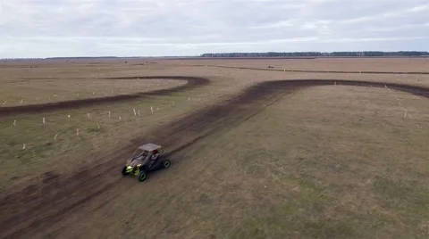 Aerial view of utv race. Mud track. Stock Footage 60007173