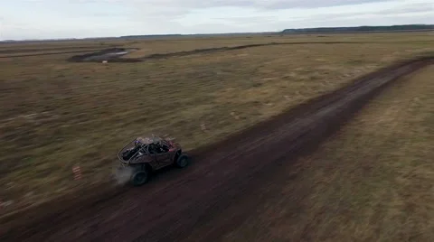 Aerial view of utv race. Mud track. Stock Footage 60011380