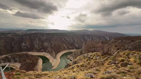 Aerial view of Uvac River meanders Serbia breathtaking Balkan nature landscape Stock-Footage 332167232