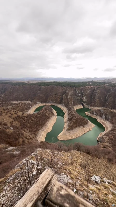 Aerial view of Uvac River meanders Serbia breathtaking Balkan nature landscape Stock Footage 332167433