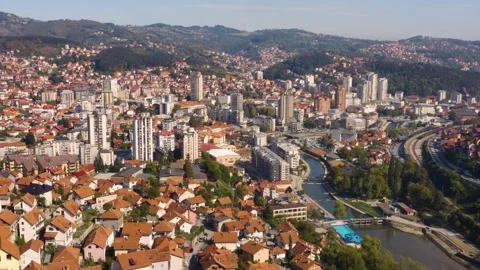 Aerial view of Uzice Stock Footage 256197223