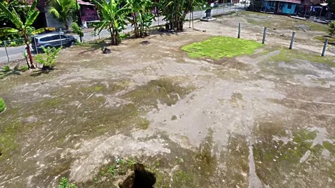 Aerial View of a Vacant Lot with Sparse Vegetation - Kerto Site, Yogyakarta Video stock 280563273