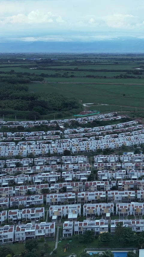 Aerial View of Valle del Cauca Housing in Vertical Format Stock Footage 323840522