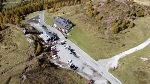 Aerial view of Valles Pass, Dolomites, Trentino South Tyrol, Italy Stock Footage 295890510