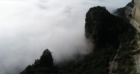 Aerial view of a valley with fog Stock Footage 101596231
