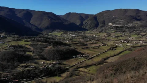 Aerial view of a valley near Cerchiara. Stock Footage