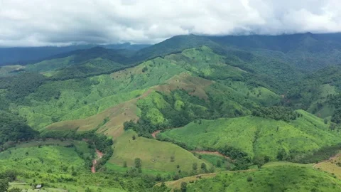 Aerial view of valley surrounded by mountains  스톡 동영상 155241573