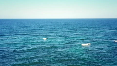 Aerial View of the Vast Empty Expanse of the Caribbean Sea with Horizon Line. Video stock 274828502