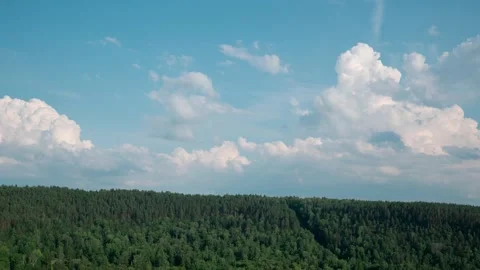 Aerial view of vast forest and dynamic clouds over rolling hills 動画素材 305233353