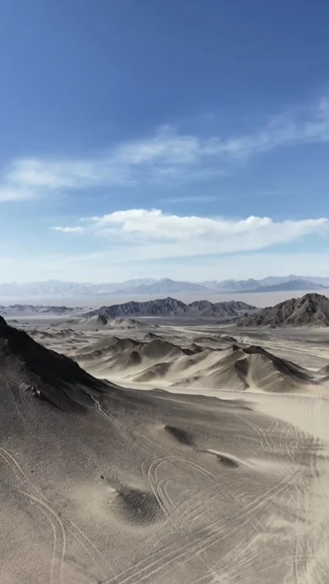 Aerial View of Vast Heidushan Desert Landscape with Rocky Mountains Gansu Ch Видео 337378853