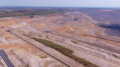 Aerial view of a vast open pit coal mine in germany Stock Footage 342813584