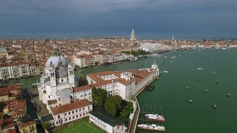 Aerial view of Venice panoramic landmark. Drone shot Stock Footage