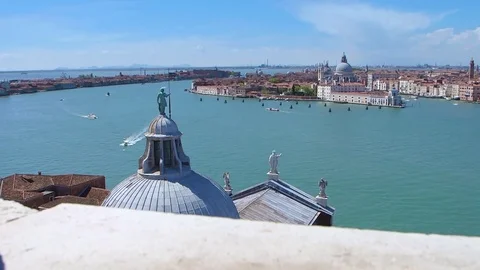 Aerial View of Venice, punta della dogana in a sunny day Stock Footage 71841478