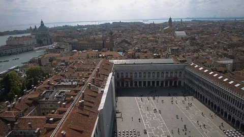 Aerial view of venice, st mark's square. Piazza San Marco Stock Footage 76686338