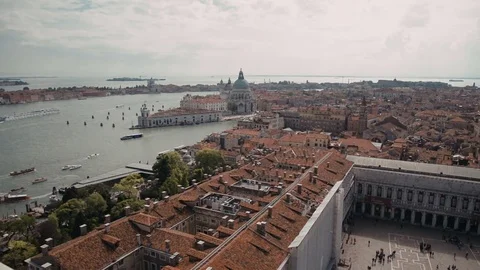 Aerial view of venice, st mark's square. Piazza San Marco Stock Footage 76723246