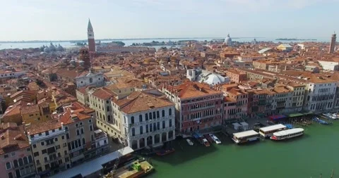Aerial View of Venice with St Mark's Campanile Tower Stock Footage 142575218