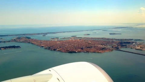 Aerial view of Venice from the window of a plane on a beautiful summer day Stock Footage 105523219