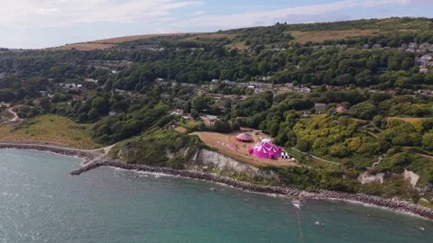 Aerial View of Ventnor, Isle of Wight, England Stock Footage 342773473