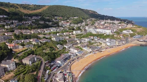 Aerial View of Ventnor, Isle of Wight, England Stock Footage 342775391