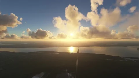 Aerial view of the vicinity of Kennedy Space Center in Florida Stock Footage 201165392