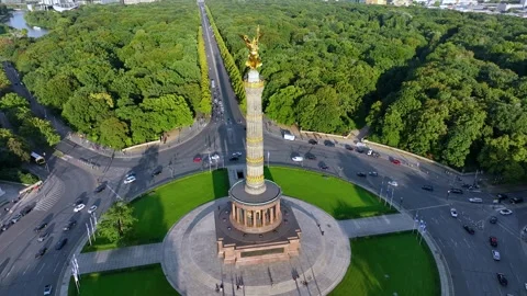 Aerial view of Victory Column in Berlin, Germany Stock Footage 305980620