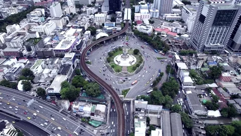Aerial view of Victory Monument with low traffic Stock Footage 223095692