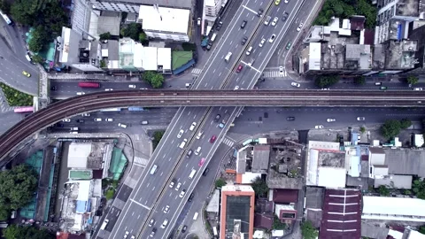 Aerial view of Victory Monument with low traffic Stock Footage 223095733