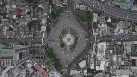 Aerial view of Victory Monument with low traffic Stock Footage 223191995