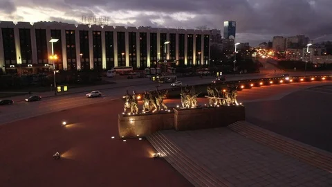 Aerial view of victory square Stock Footage 102322336